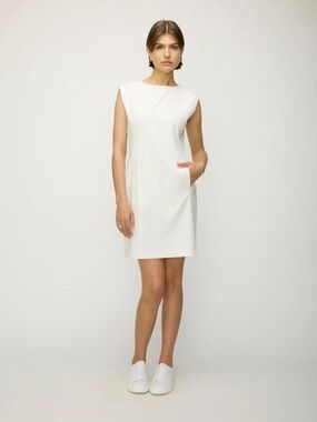 KIT and ACE - Cap Sleeve Cotton-blend Dress. White. Small
